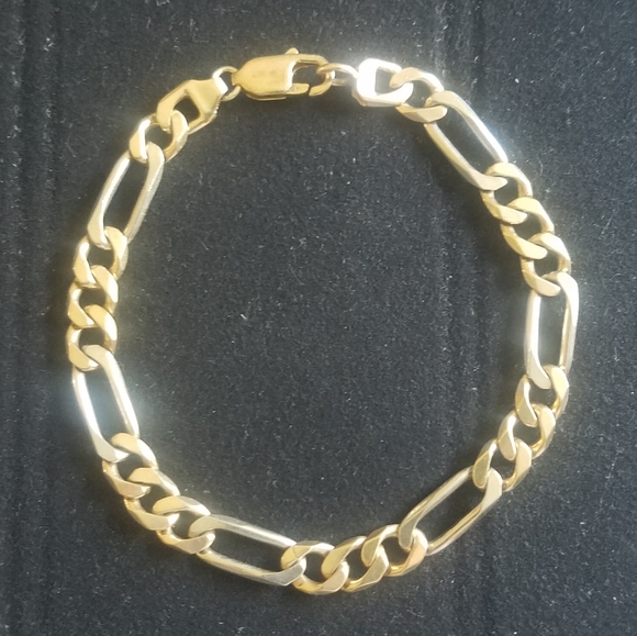 Jewelry - 10k yellow & white gold link chain bracelet for men or women